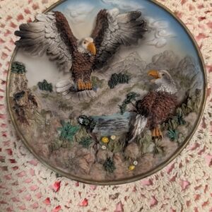 Eagle Decorative Plate with Scenic Background Vintage